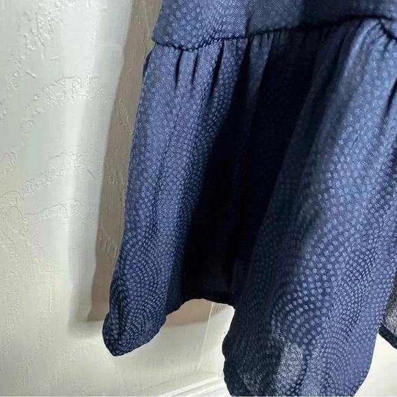 Denver Hayes Blouse Sleeveless U-Shape Neckline Semi-Sheer Peplum Blue Sz Medium - Picture 6 of 16